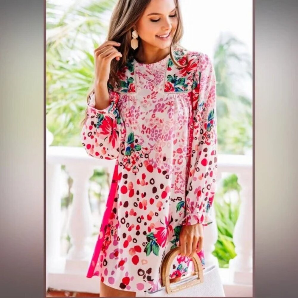 Umgee Pink Floral High Low Dress